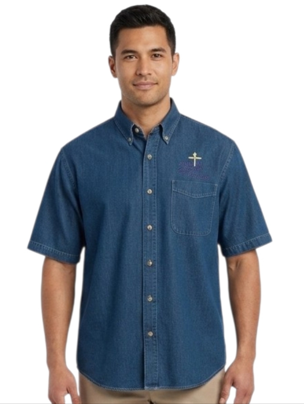 Vintage Bourbon Street New Orleans Men’s Embroidered Button Down denim shirt